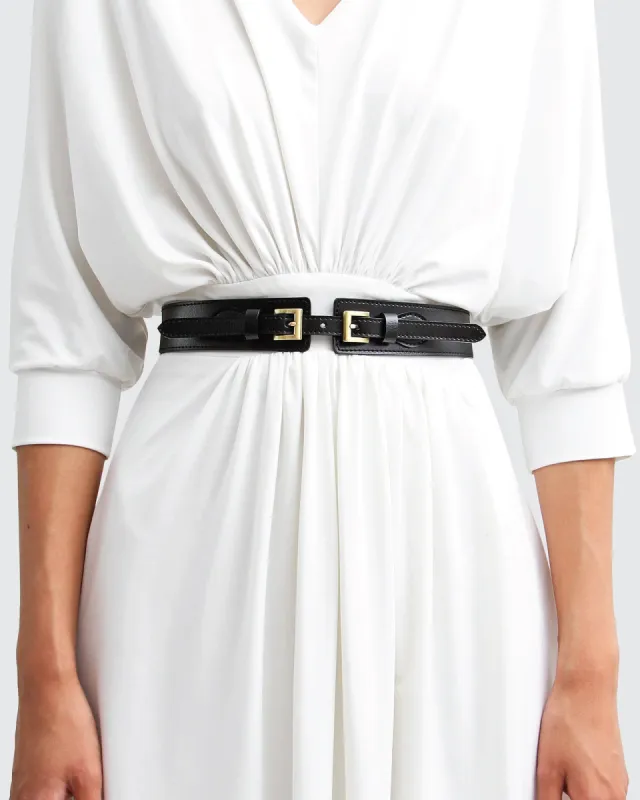 London Fog Leather Waist Belt - Black sold by Belle & Bloom