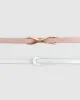 Leather Tie Belt 2 pack - Pink / White sold by Belle & Bloom