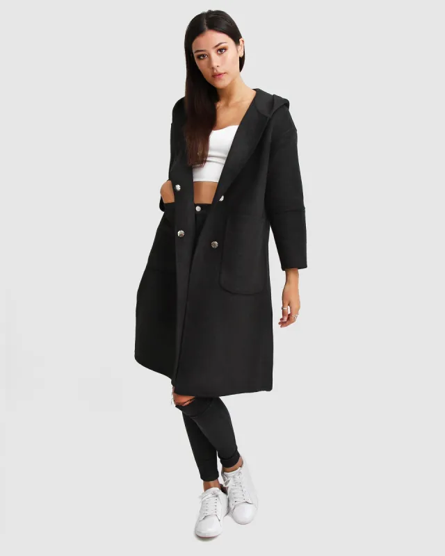 Walk This Way Wool Blend Oversized Coat - Black sold by Belle & Bloom