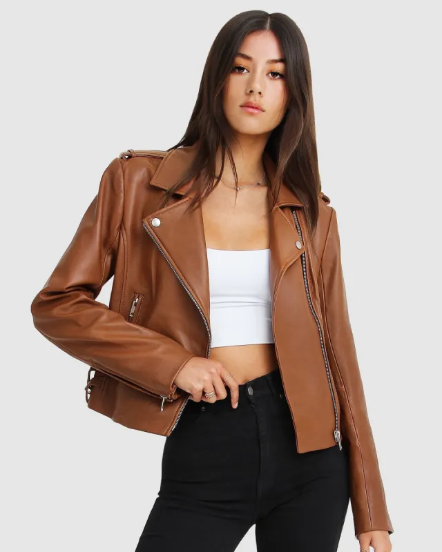 Just Friends Leather Jacket - Brown sold by Belle & Bloom