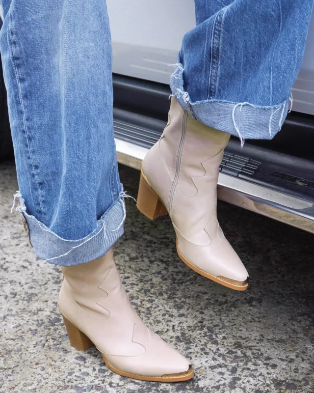 Dallas Western Boot - Stone sold by Belle & Bloom