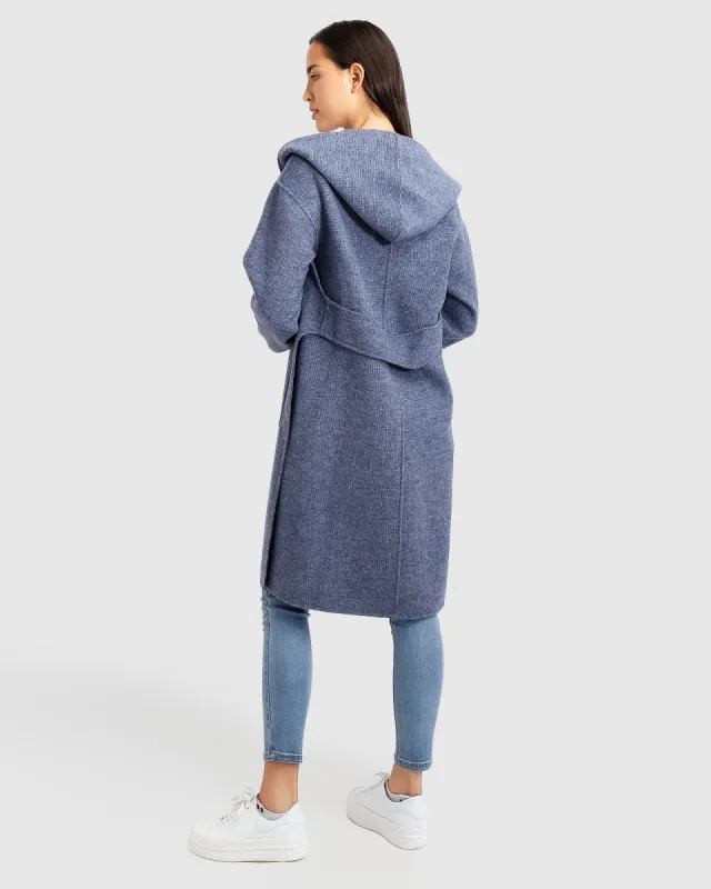 Walk This Way Wool Blend Oversized Coat - Navy Micro Check sold by Belle & Bloom