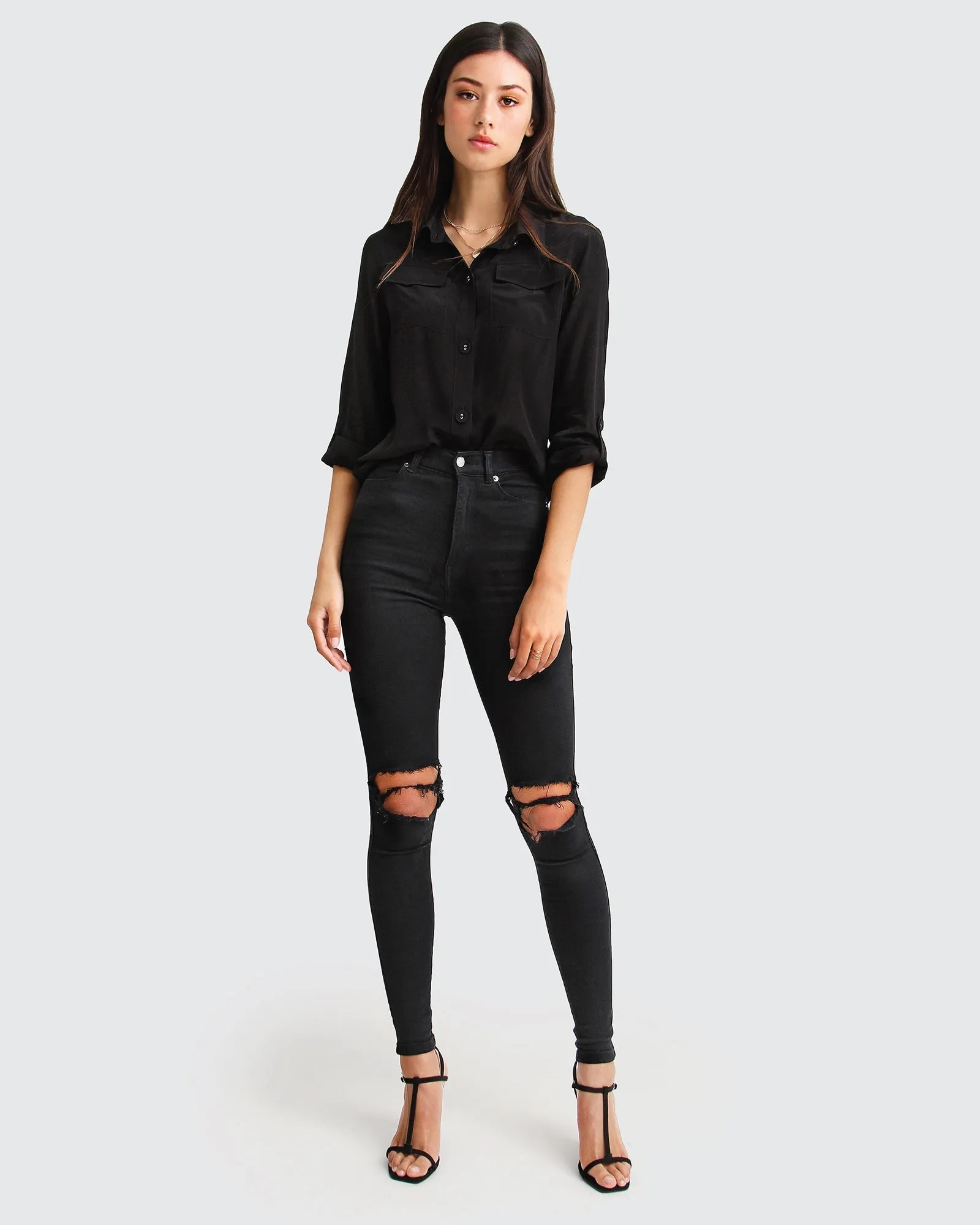 Eclipse Rolled Sleeve Blouse - Black sold by Belle & Bloom product image thumbnail 5