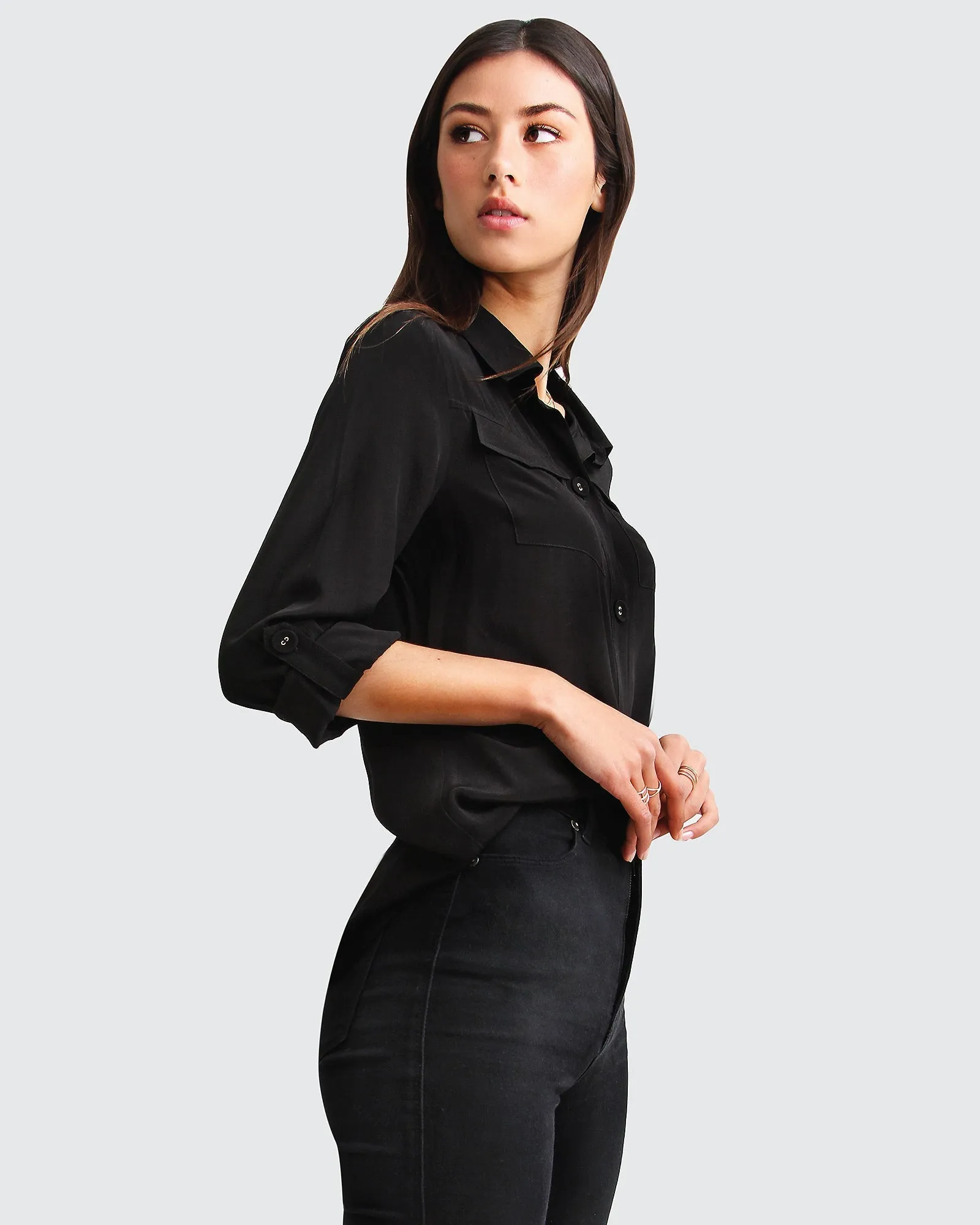 Eclipse Rolled Sleeve Blouse - Black sold by Belle & Bloom product image thumbnail 3