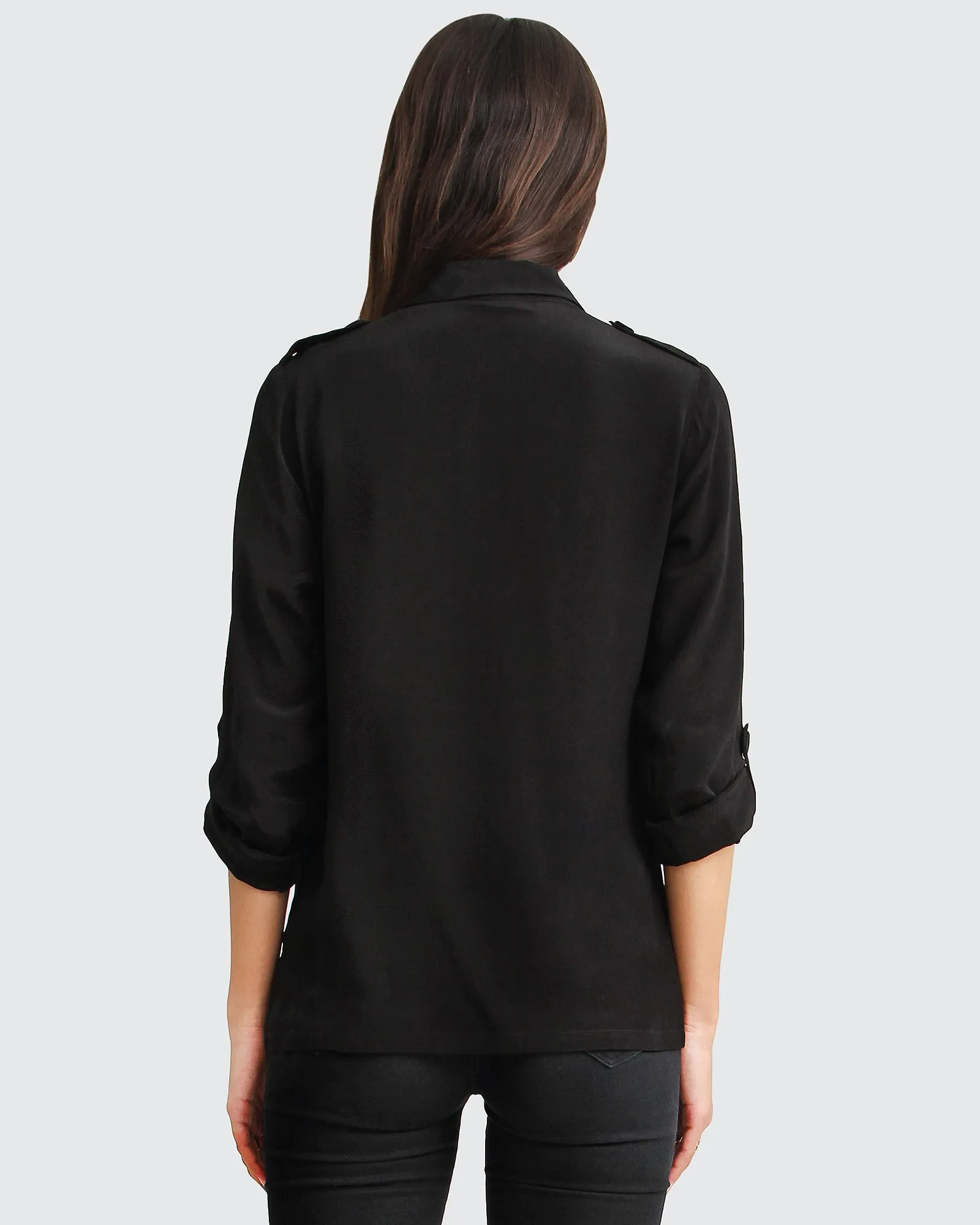 Eclipse Rolled Sleeve Blouse - Black sold by Belle & Bloom product image thumbnail 4