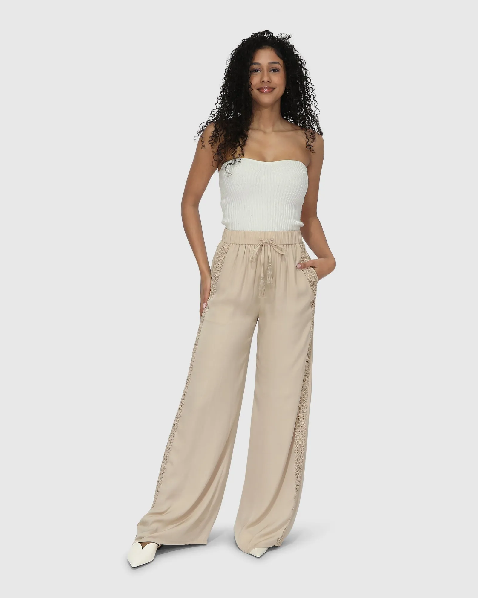 Everywhere All At Once Wide Leg Pant - Latte sold by Belle & Bloom