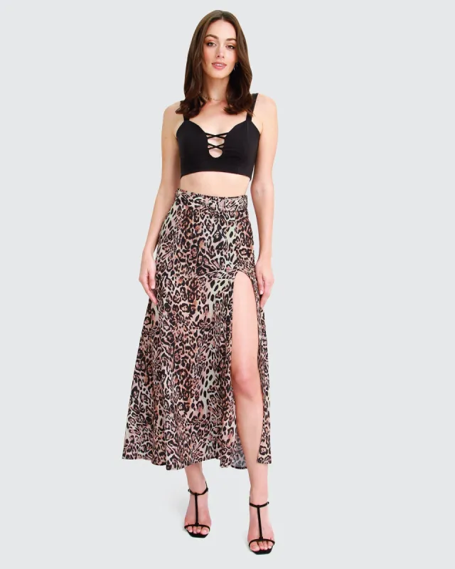 Ocean Drive Belted Maxi Skirt - Brown FINAL SALE sold by Belle & Bloom
