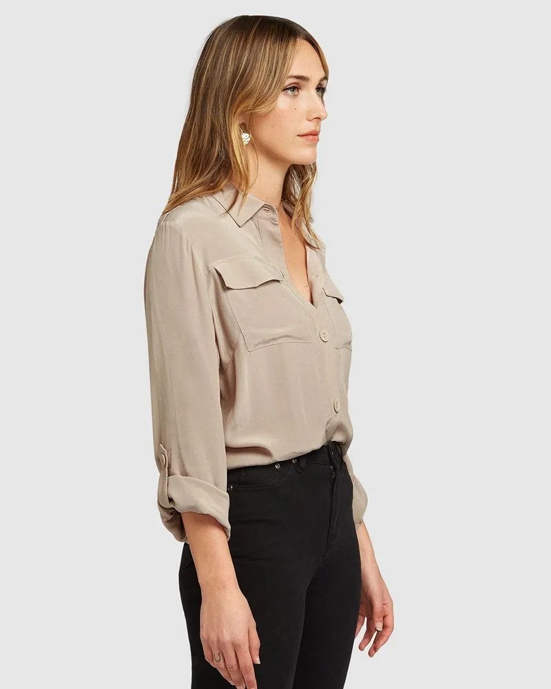 Eclipse Rolled Sleeve Blouse - Sand FINAL SALE sold by Belle & Bloom product image thumbnail 2