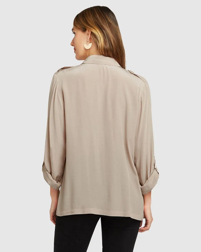 Eclipse Rolled Sleeve Blouse - Sand FINAL SALE sold by Belle & Bloom product image thumbnail 3