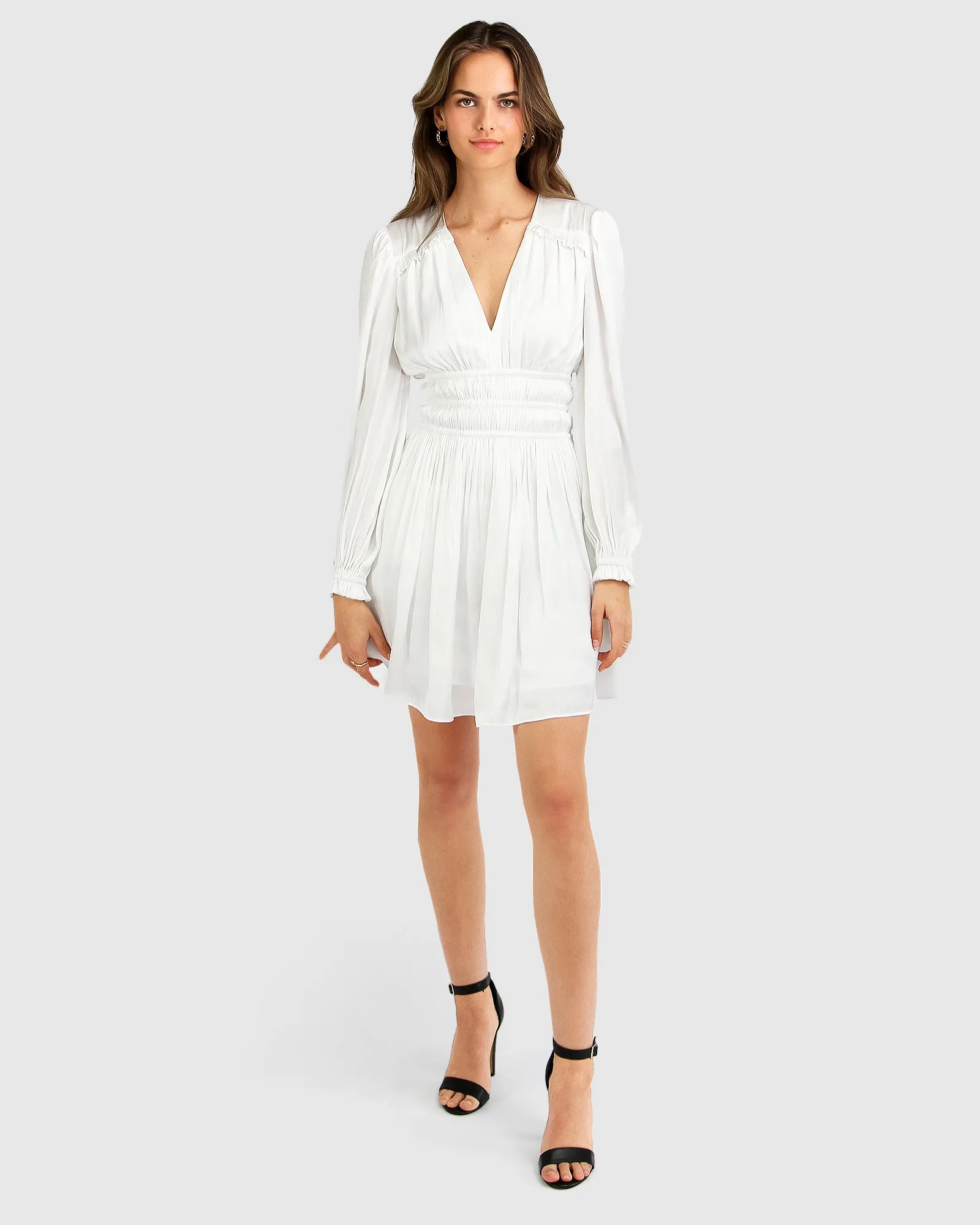 Shine Bright Ruched Mini Dress - White FINAL SALE sold by Belle & Bloom product image thumbnail 4