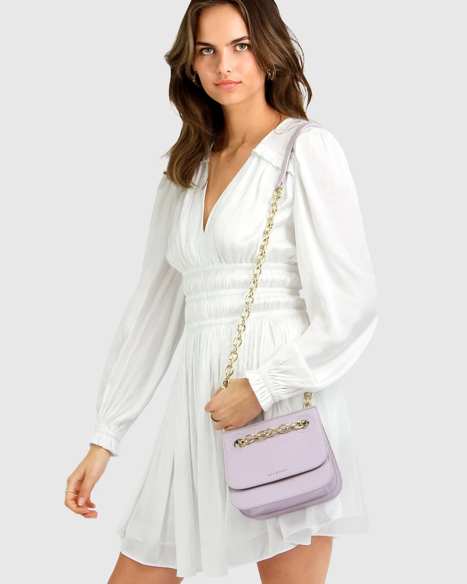 Shine Bright Ruched Mini Dress - White FINAL SALE sold by Belle & Bloom product image thumbnail 5