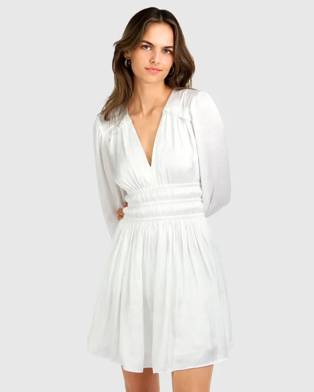 Shine Bright Ruched Mini Dress - White FINAL SALE sold by Belle & Bloom