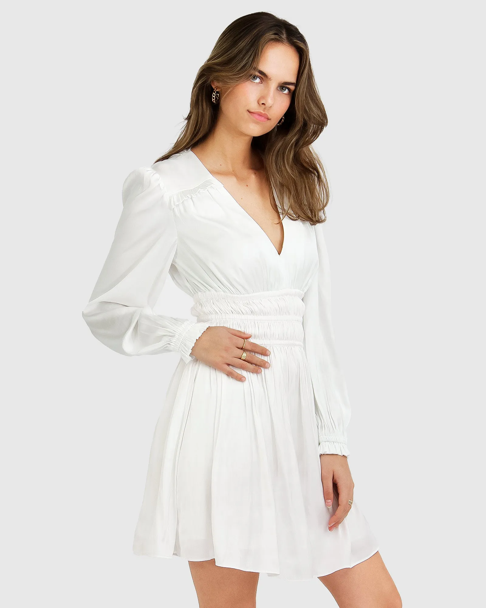 Shine Bright Ruched Mini Dress - White FINAL SALE sold by Belle & Bloom product image thumbnail 2