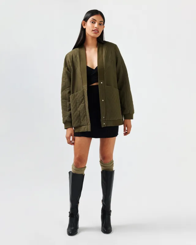 Over It Quilted Bomber - Military sold by Belle & Bloom