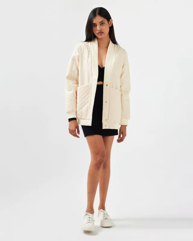 Over It Quilted Bomber - Cream sold by Belle & Bloom