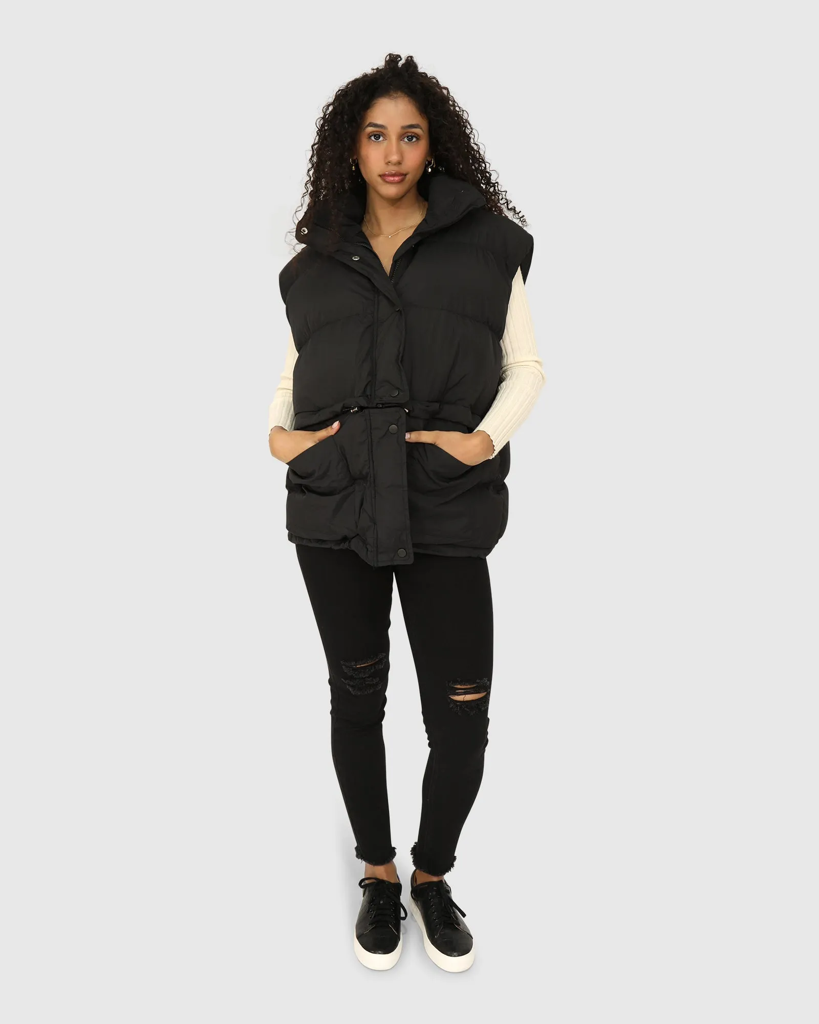 Landslide Zip-Off Puffer Vest - Black sold by Belle & Bloom