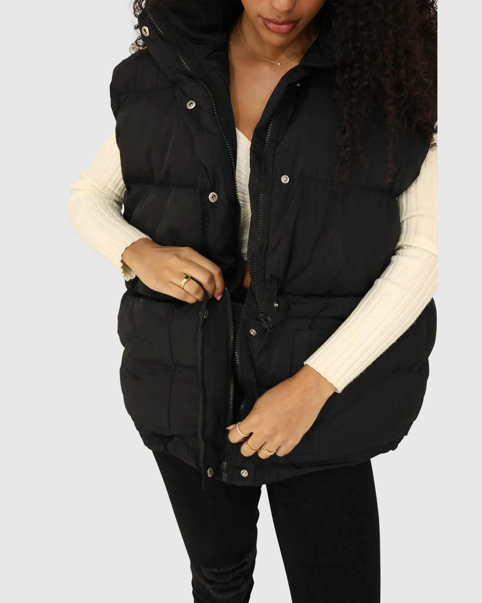 Landslide Zip-Off Puffer Vest - Black sold by Belle & Bloom product image thumbnail 4