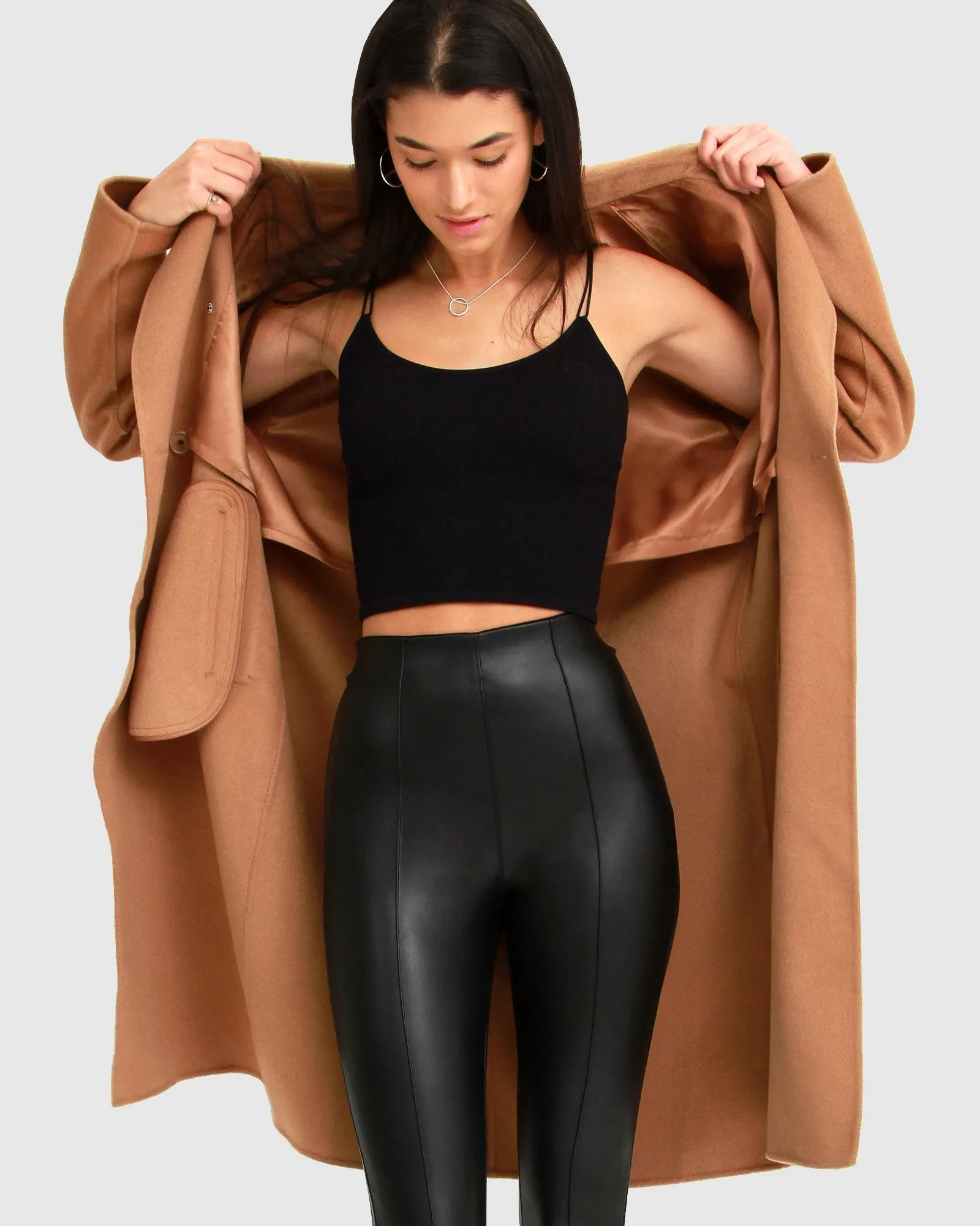 Boss Girl Double-Breasted Lined Wool Coat - Camel sold by Belle & Bloom