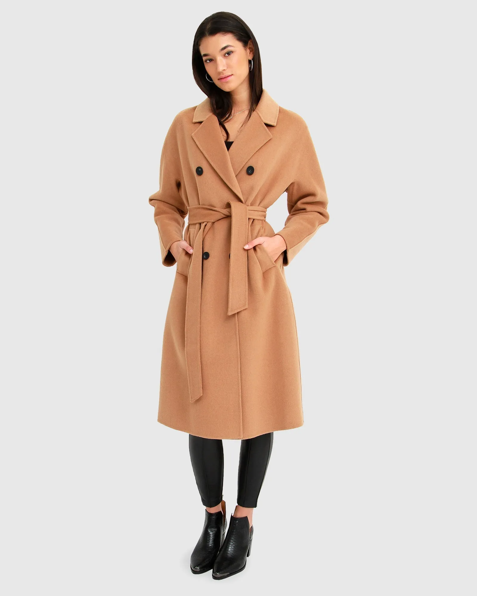 Boss Girl Double-Breasted Lined Wool Coat - Camel sold by Belle & Bloom product image thumbnail 5