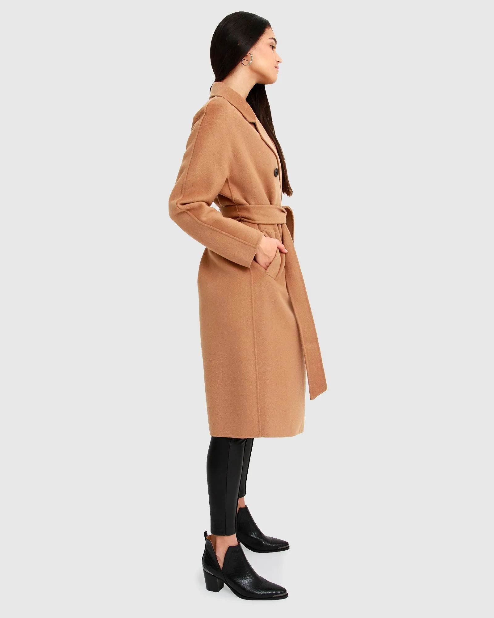 Boss Girl Double-Breasted Lined Wool Coat - Camel sold by Belle & Bloom product image thumbnail 3