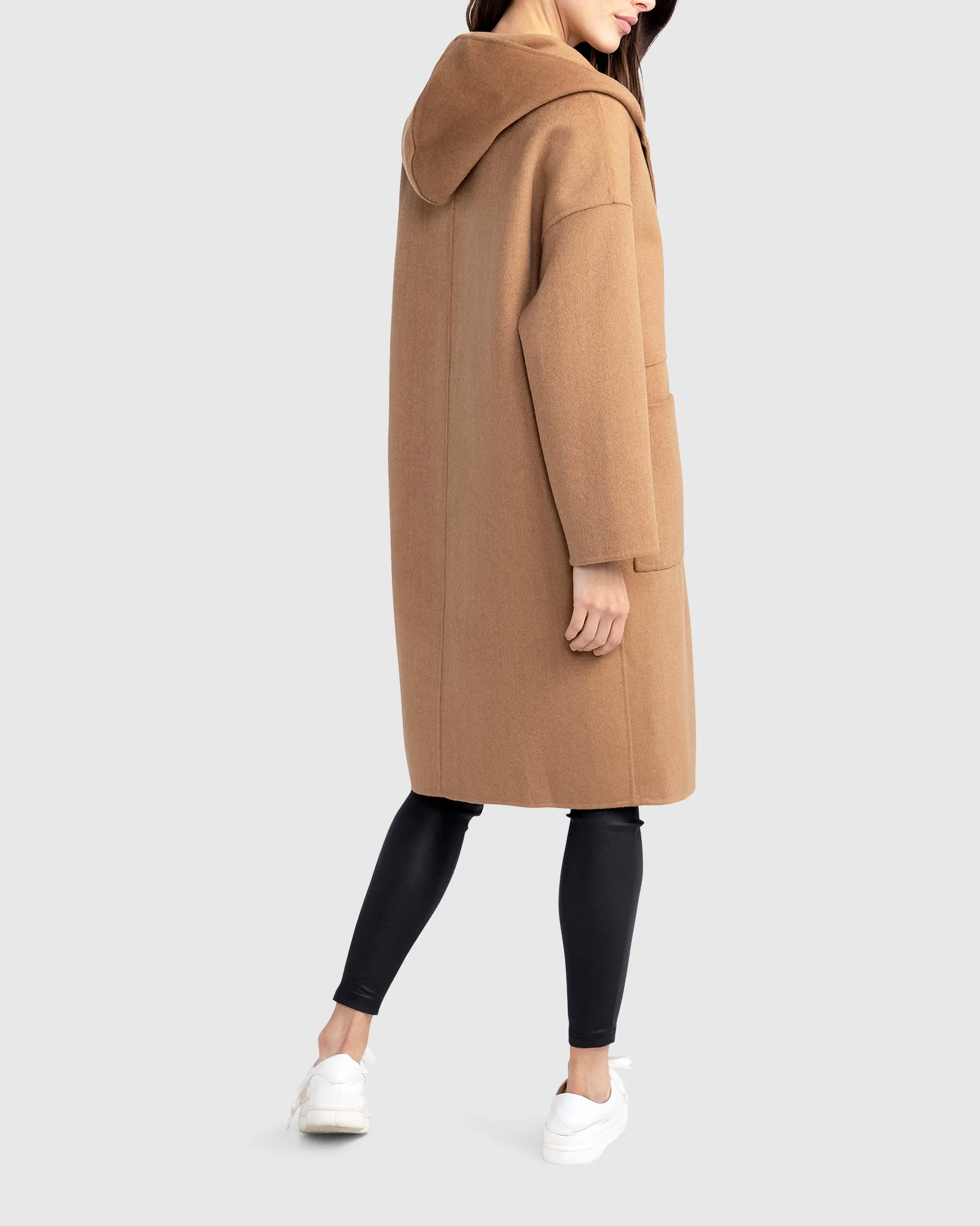 Sunday Morning Wool Blend Hooded Coat - Camel sold by Belle & Bloom product image thumbnail 3