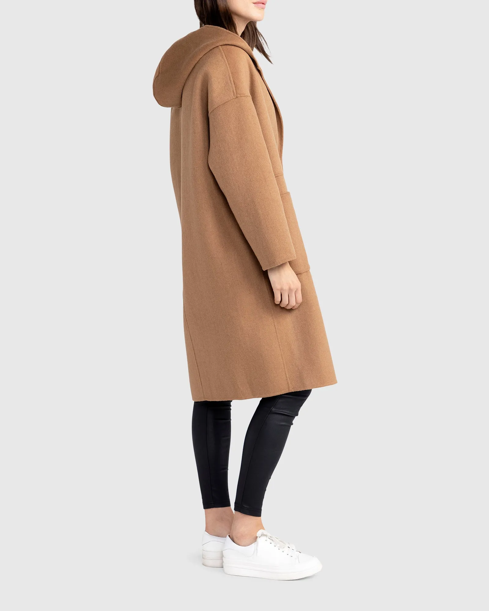 Sunday Morning Wool Blend Hooded Coat - Camel sold by Belle & Bloom product image thumbnail 2