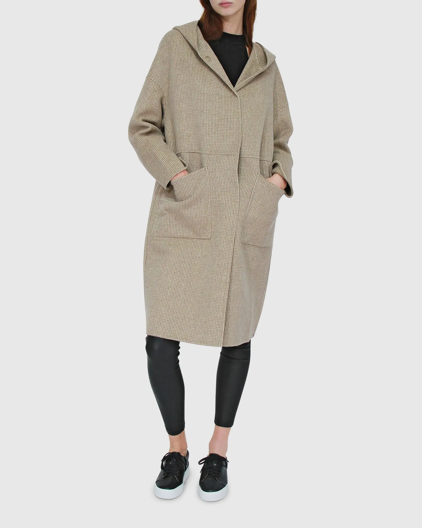 Sunday Morning Wool Blend Hooded Coat - Beige sold by Belle & Bloom product image thumbnail 4