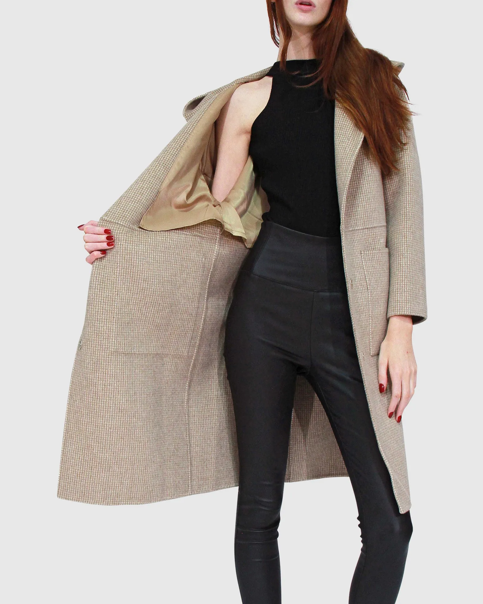 Sunday Morning Wool Blend Hooded Coat - Beige sold by Belle & Bloom product image thumbnail 5