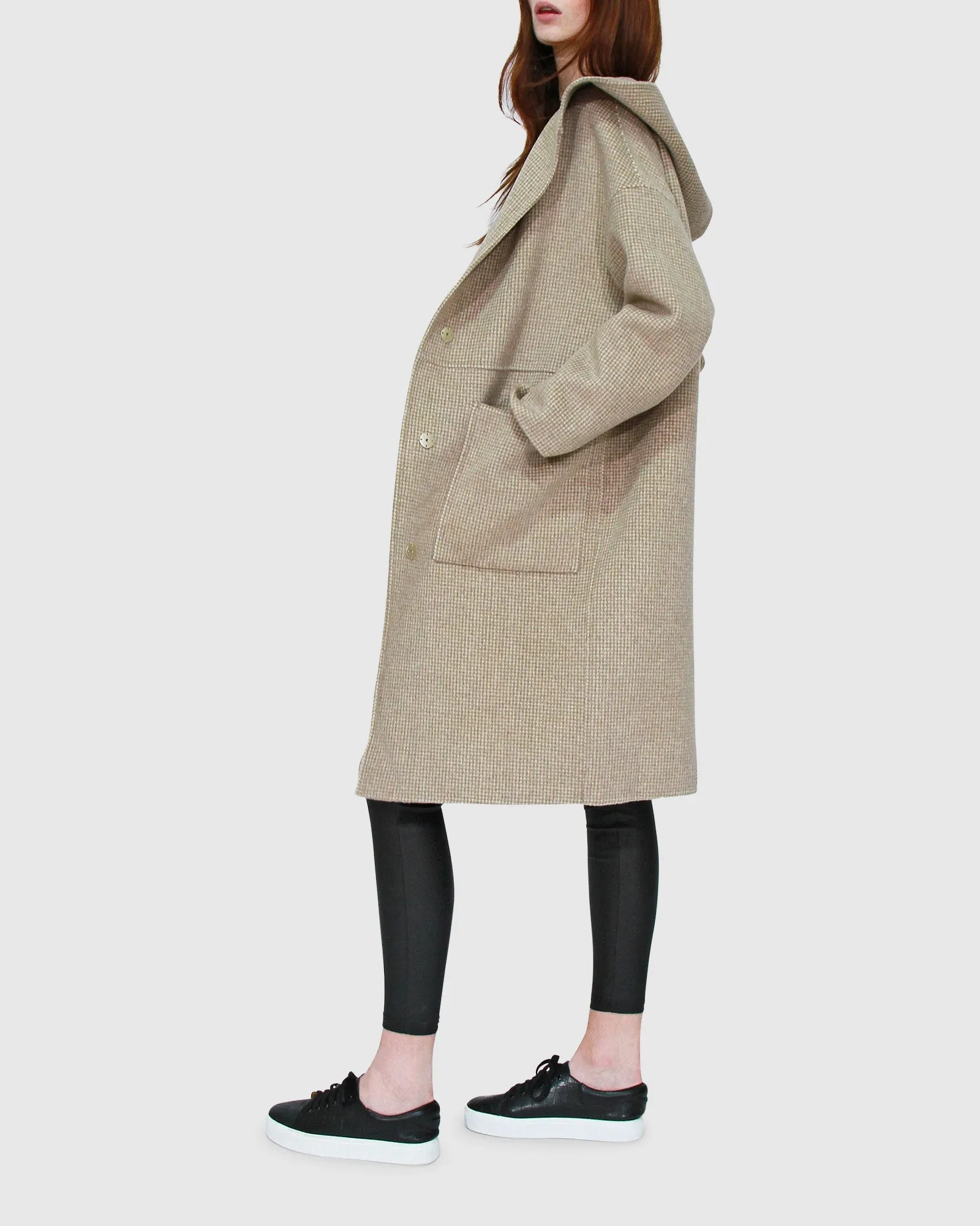 Sunday Morning Wool Blend Hooded Coat - Beige sold by Belle & Bloom product image thumbnail 2