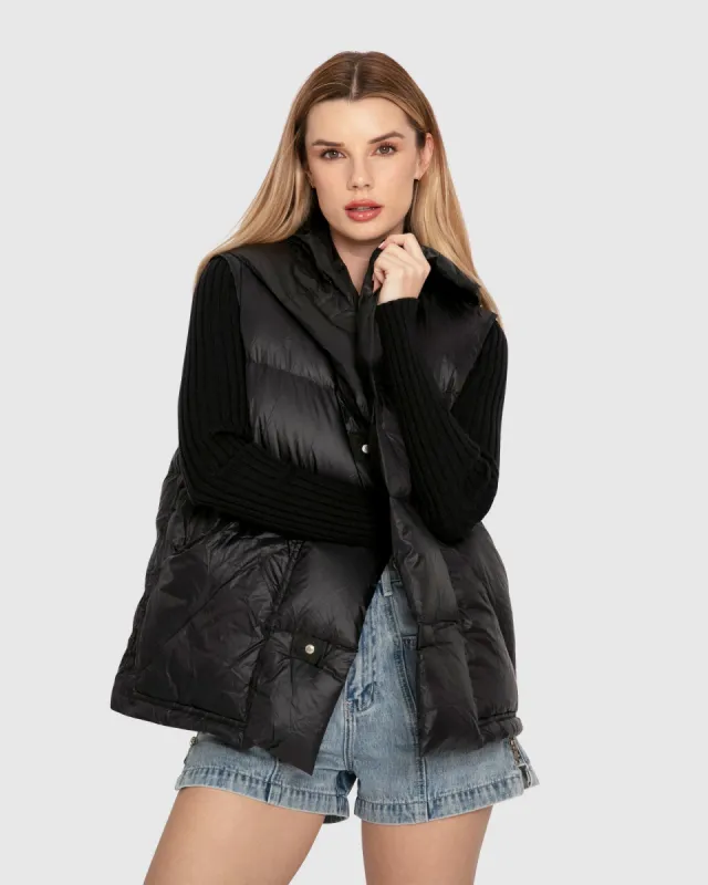 Over My Head Hooded Puffer Vest - Black sold by Belle & Bloom
