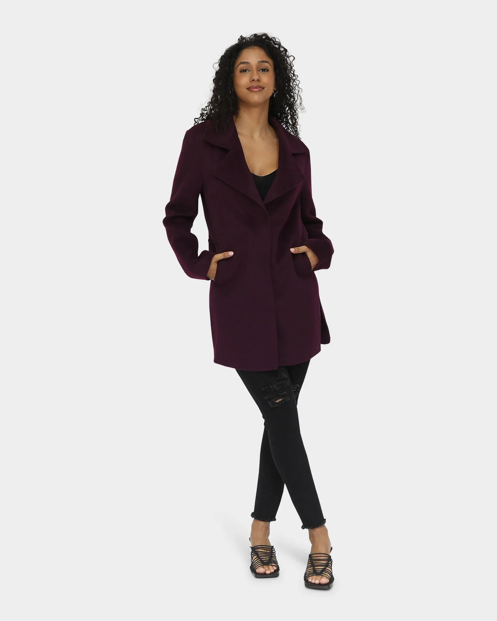 Ex-Boyfriend Wool Blend Oversized Jacket - Deep Plum sold by Belle & Bloom product image thumbnail 5
