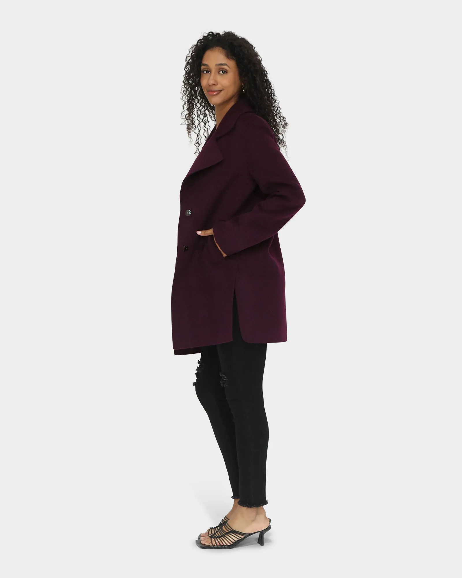 Ex-Boyfriend Wool Blend Oversized Jacket - Deep Plum sold by Belle & Bloom product image thumbnail 3
