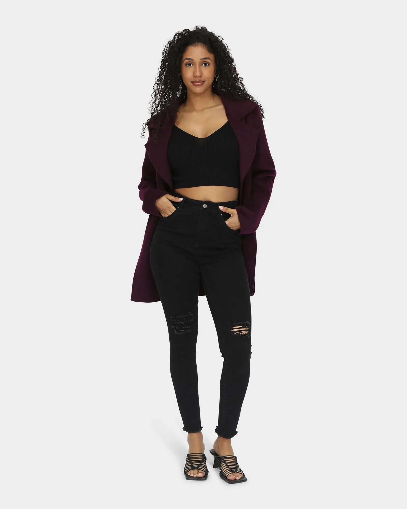 Ex-Boyfriend Wool Blend Oversized Jacket - Deep Plum sold by Belle & Bloom product image thumbnail 2