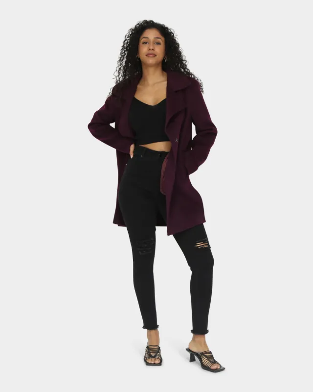 Ex-Boyfriend Wool Blend Oversized Jacket - Deep Plum sold by Belle & Bloom