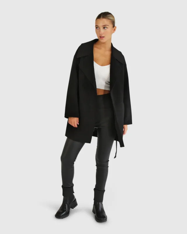 Eternal Flame Wool Blend Short Robe Coat - Black sold by Belle & Bloom