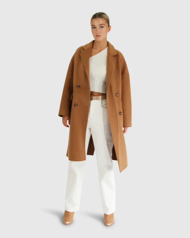 Amnesia Wool Blend Oversized Coat - Camel sold by Belle & Bloom