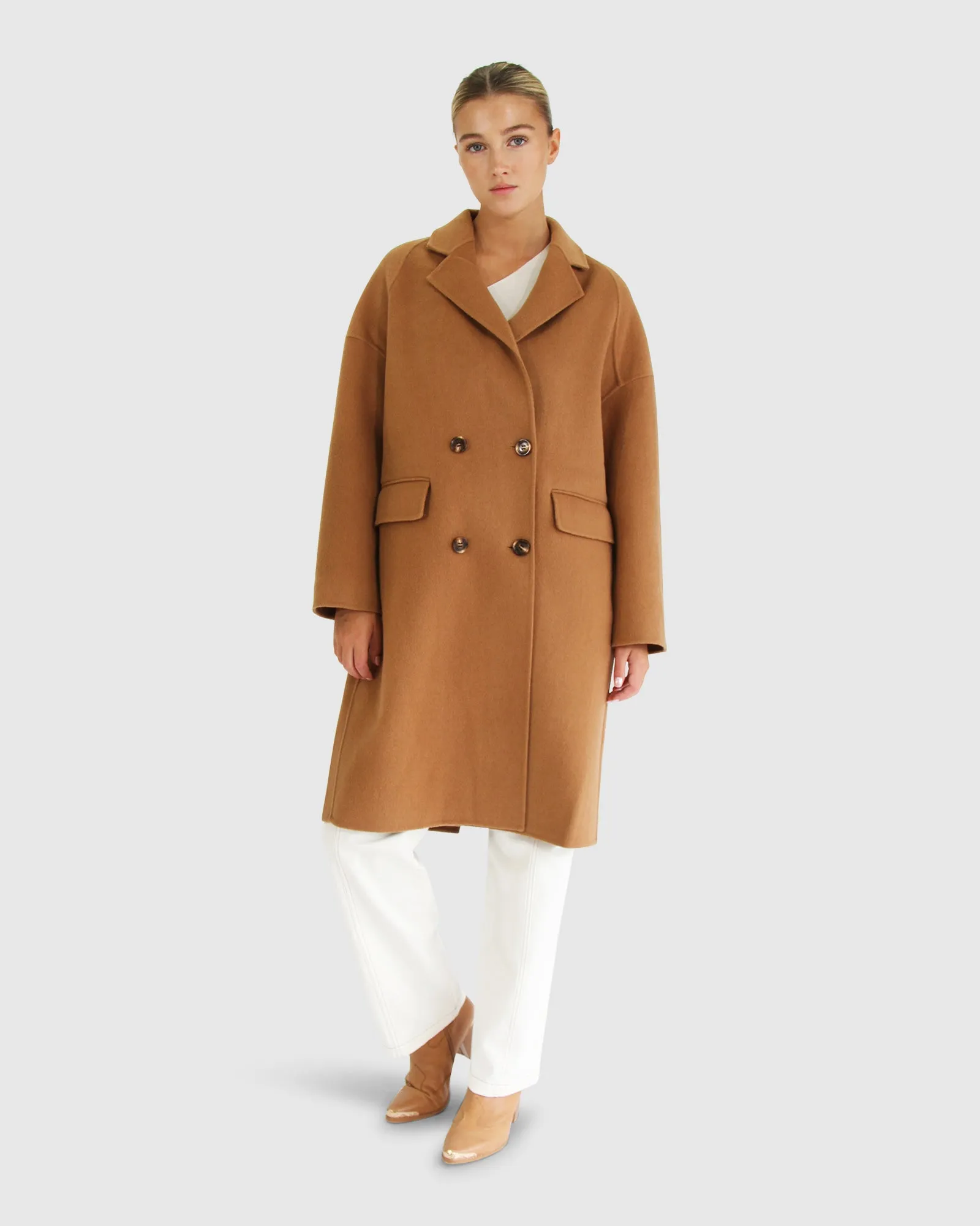 Amnesia Wool Blend Oversized Coat - Camel sold by Belle & Bloom product image thumbnail 4