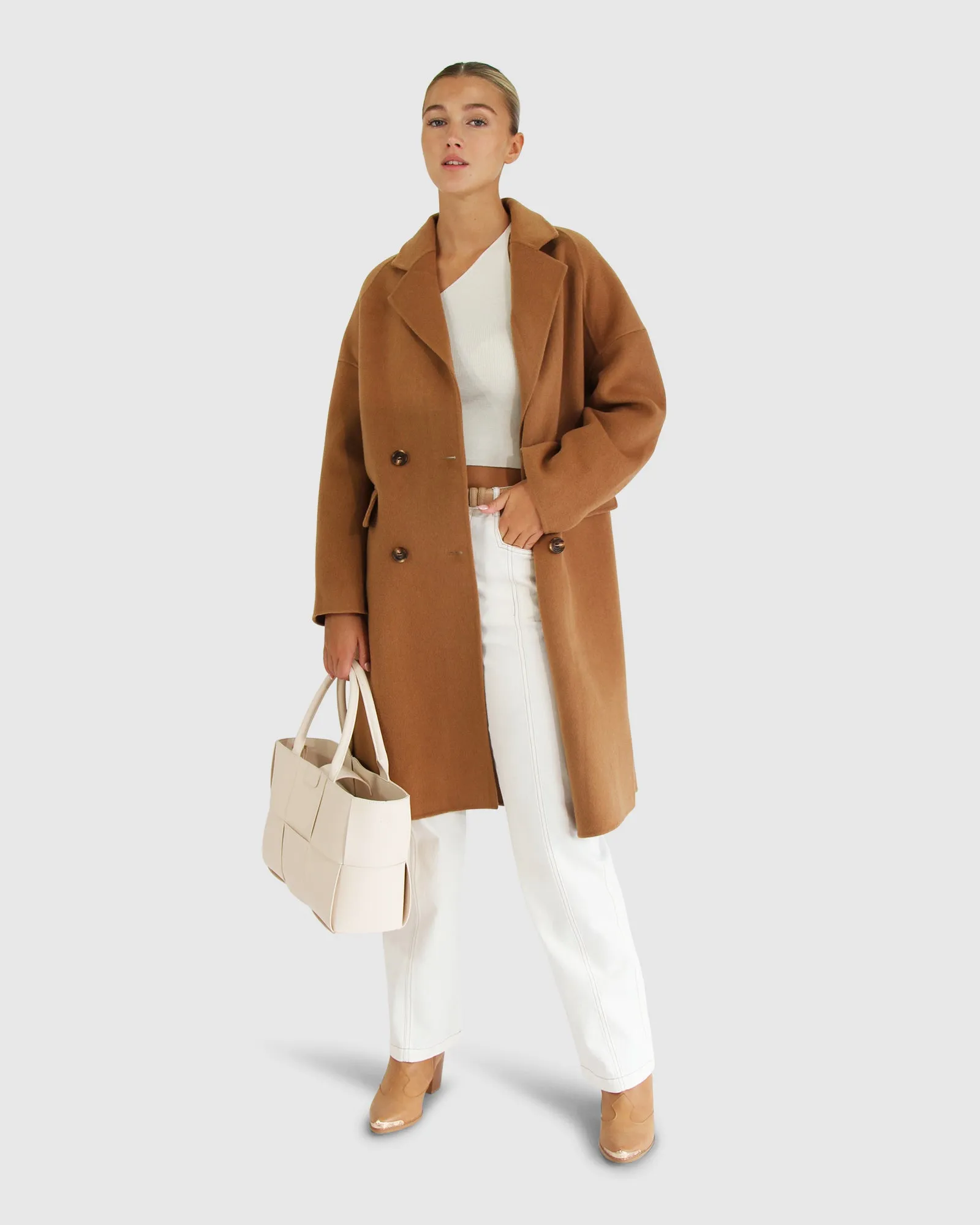 Amnesia Wool Blend Oversized Coat - Camel sold by Belle & Bloom product image thumbnail 5