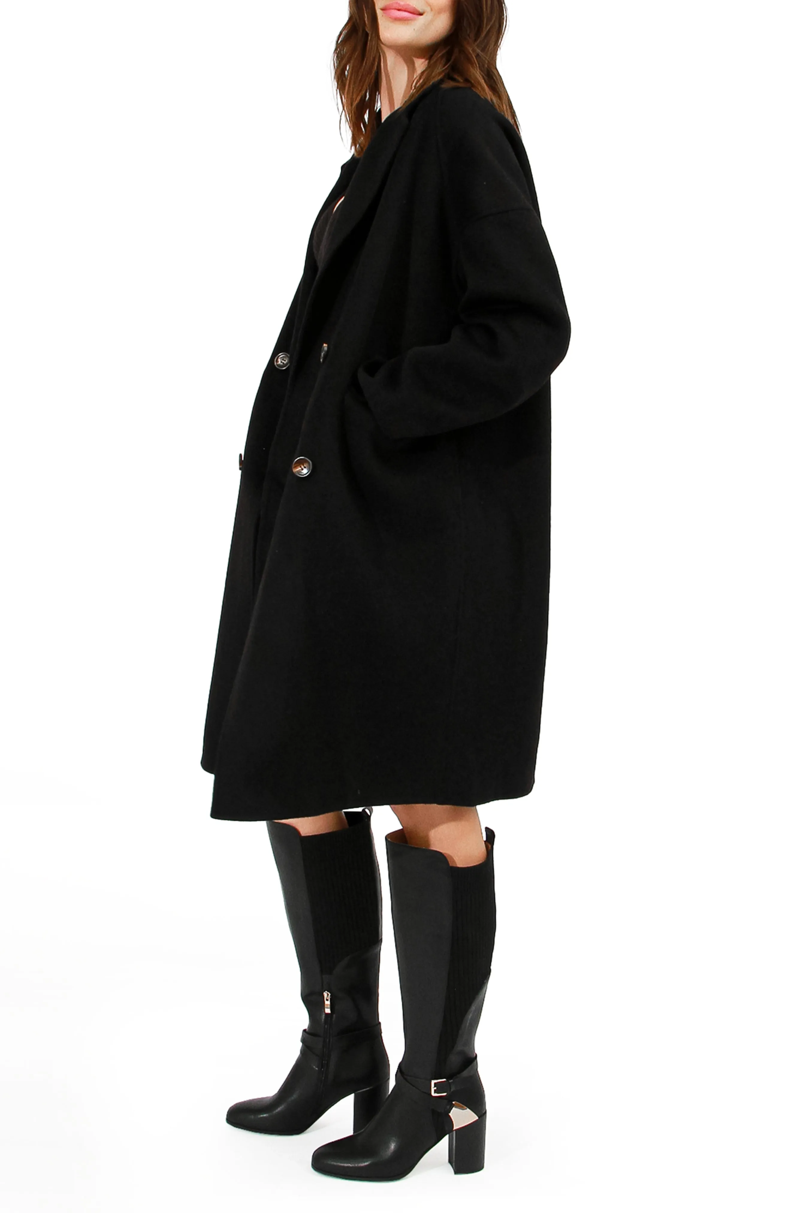 Amnesia Wool Blend Oversized Coat - Black sold by Belle & Bloom product image thumbnail 5