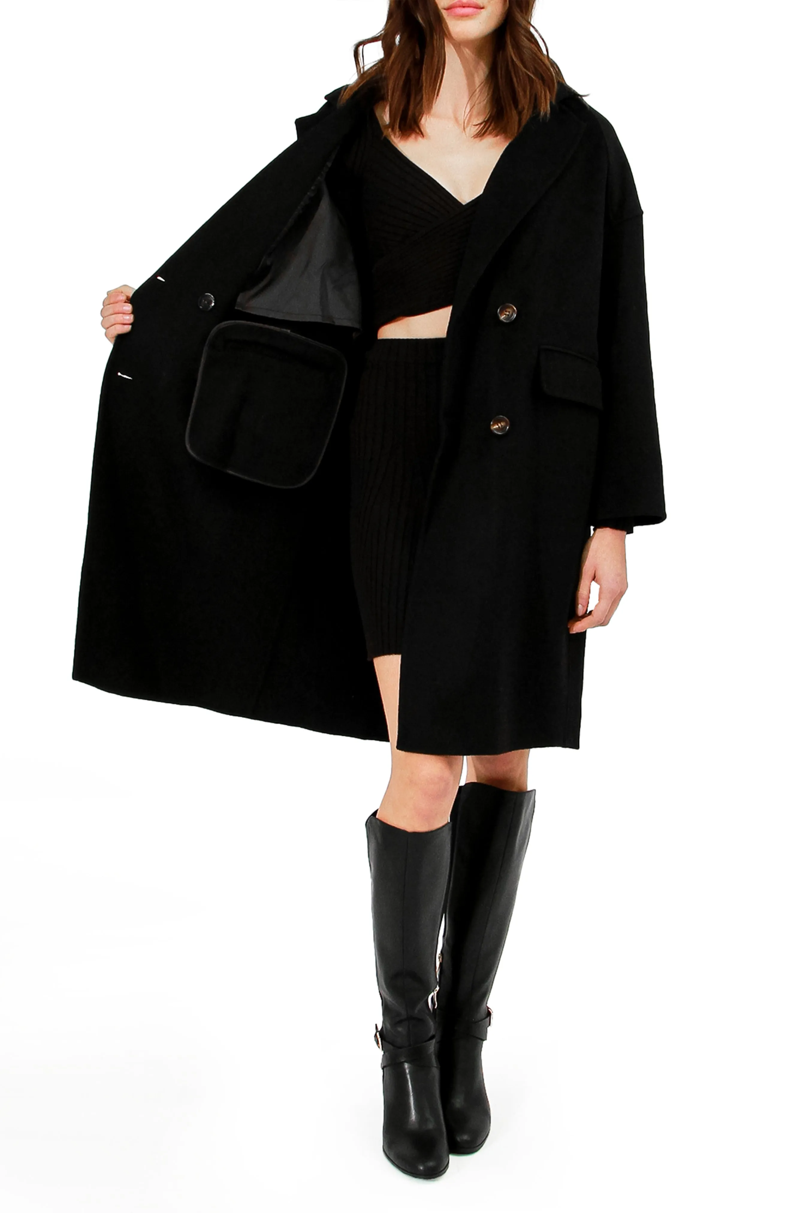 Amnesia Wool Blend Oversized Coat - Black sold by Belle & Bloom product image thumbnail 3