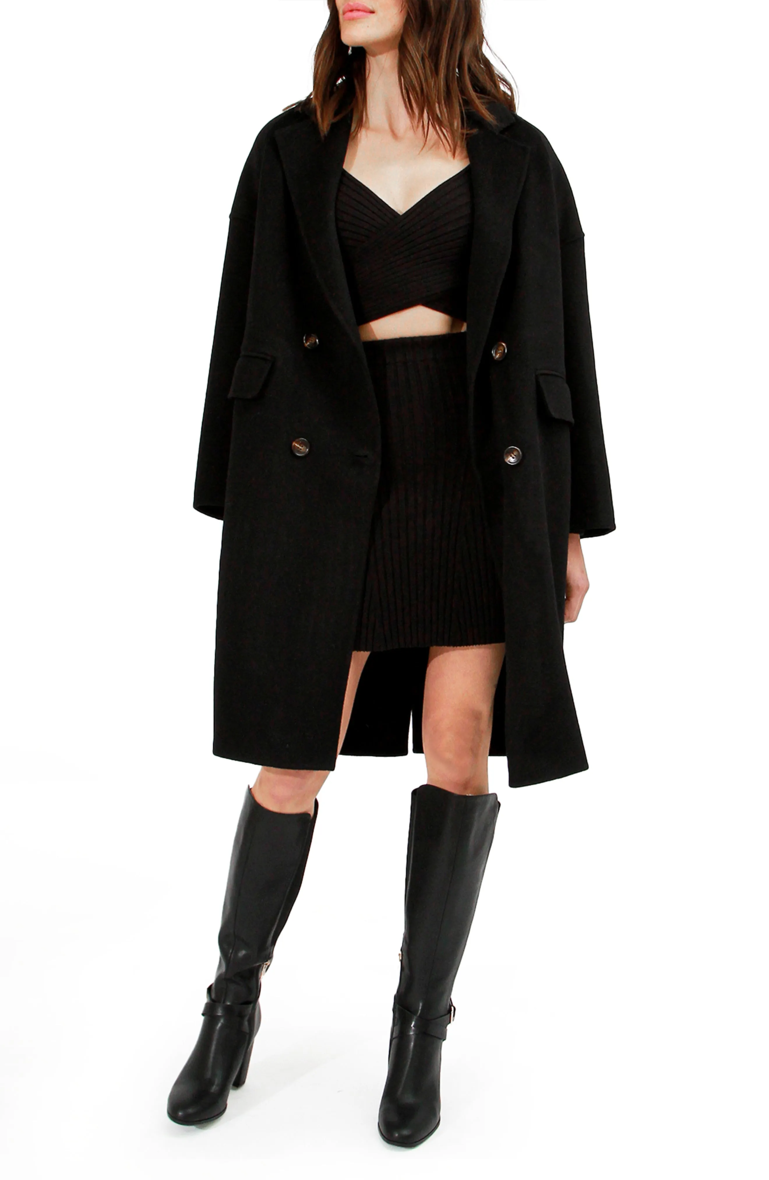 Amnesia Wool Blend Oversized Coat - Black sold by Belle & Bloom product image thumbnail 4