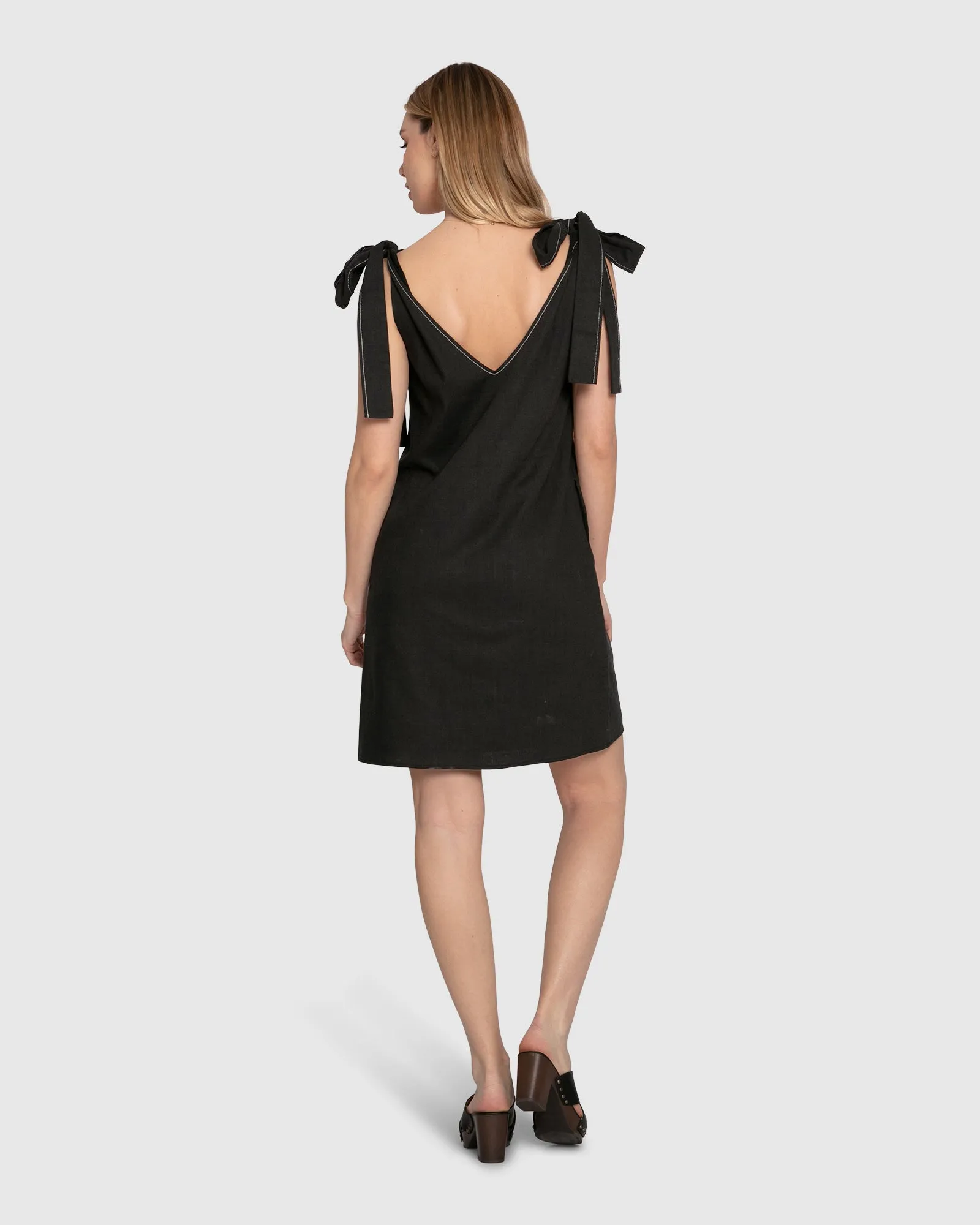 Burning Love Tie Shoulder Mini Dress - Black sold by Belle & Bloom product image thumbnail 4
