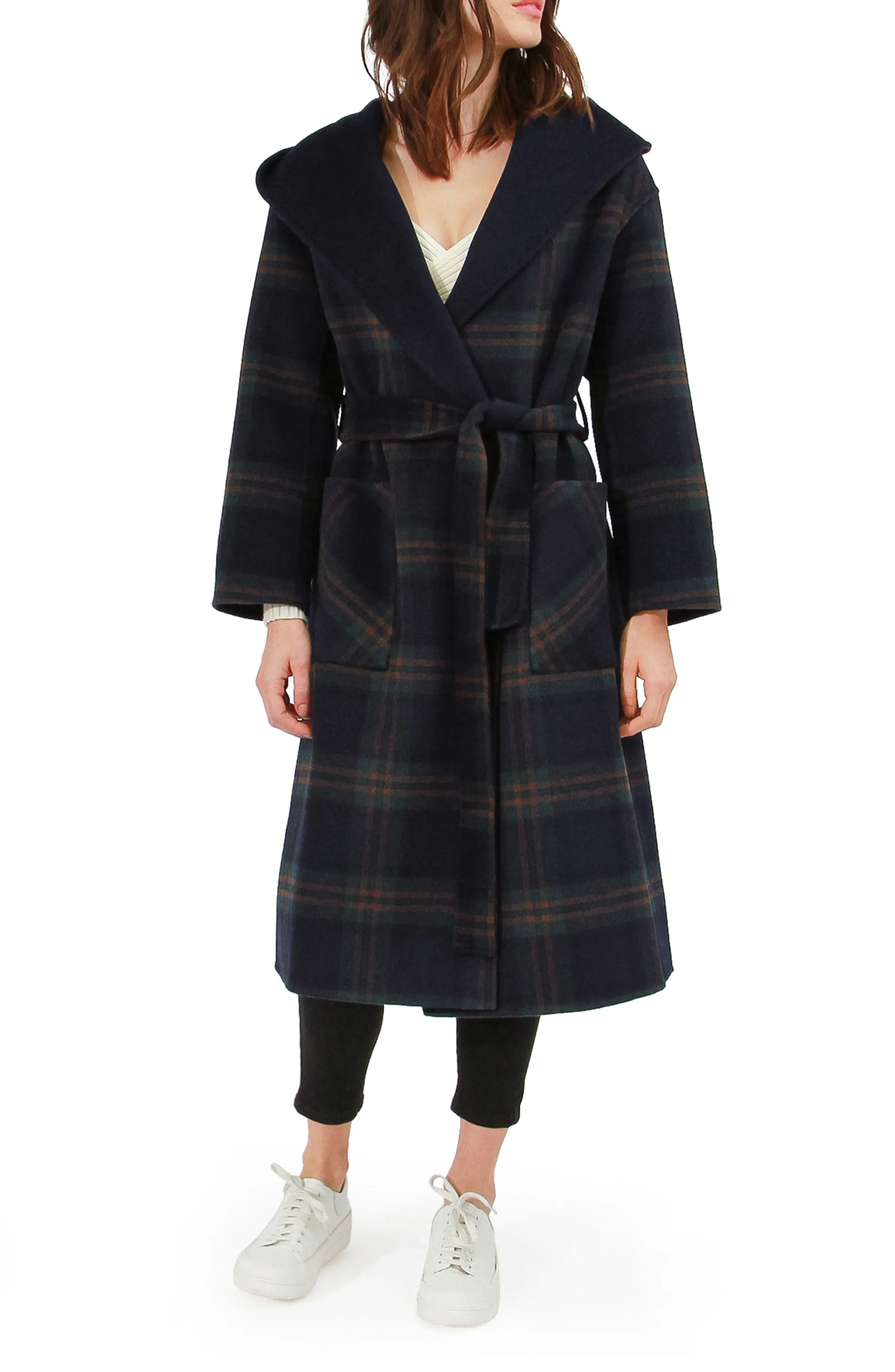 Arcadia Wool Blend Oversided Coat with Hood - French Navy sold by Belle & Bloom product image thumbnail 3
