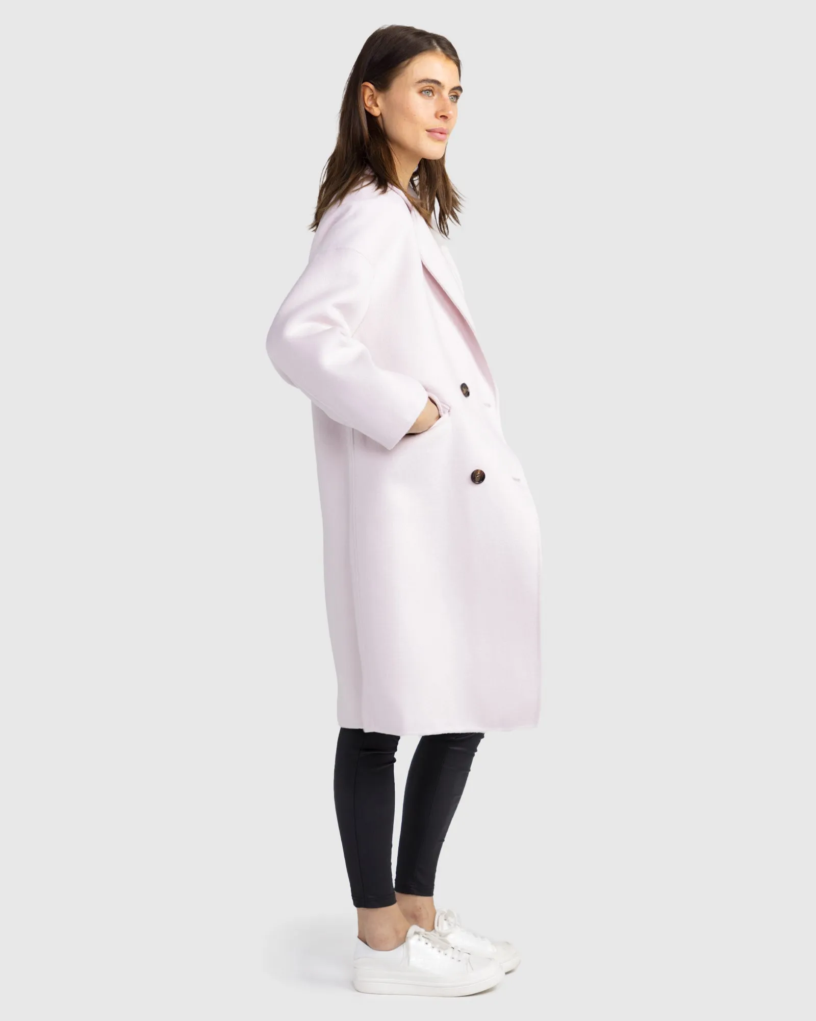 Amnesia Wool Blend Oversized Coat - Pale Pink sold by Belle & Bloom product image thumbnail 2