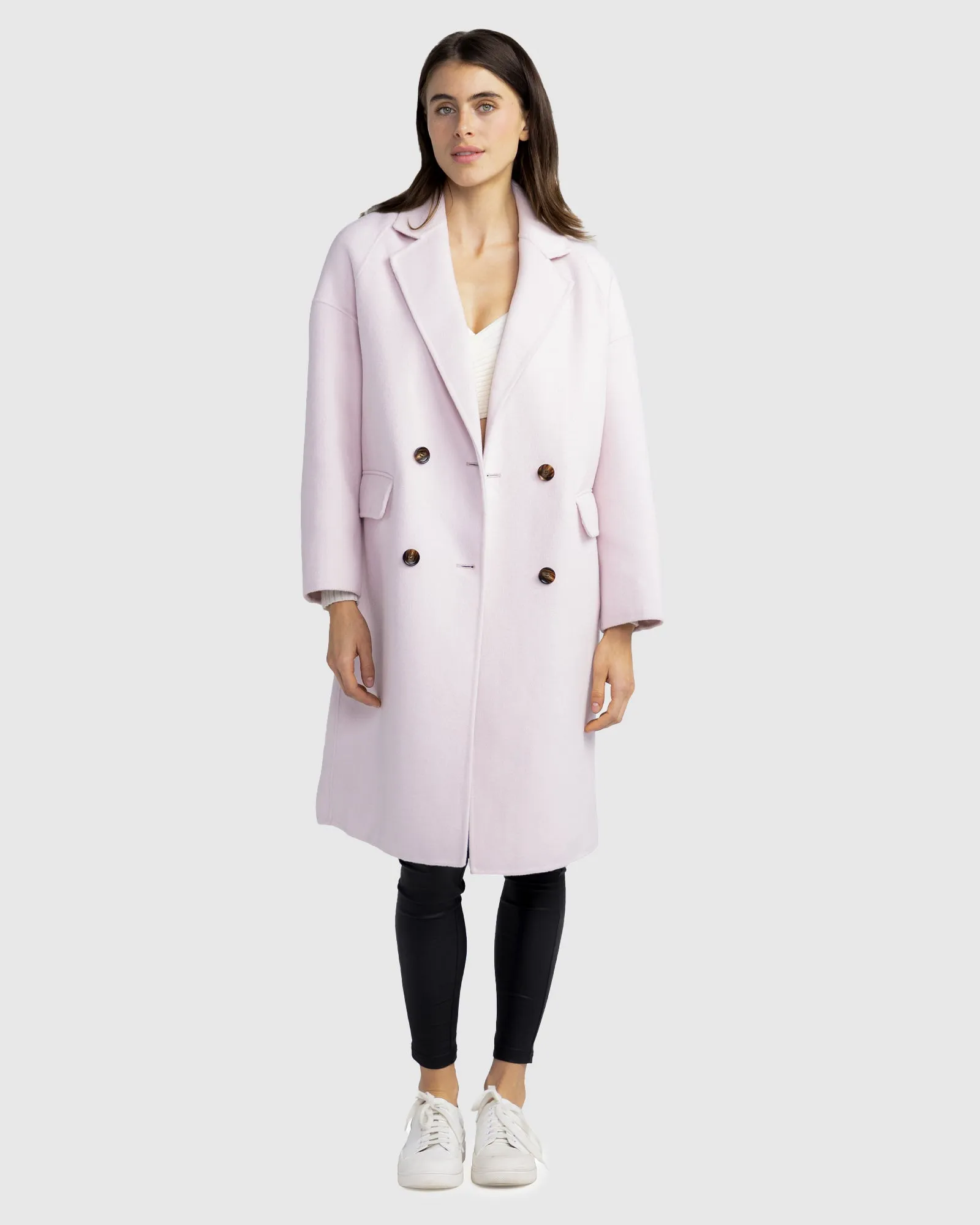 Amnesia Wool Blend Oversized Coat - Pale Pink sold by Belle & Bloom