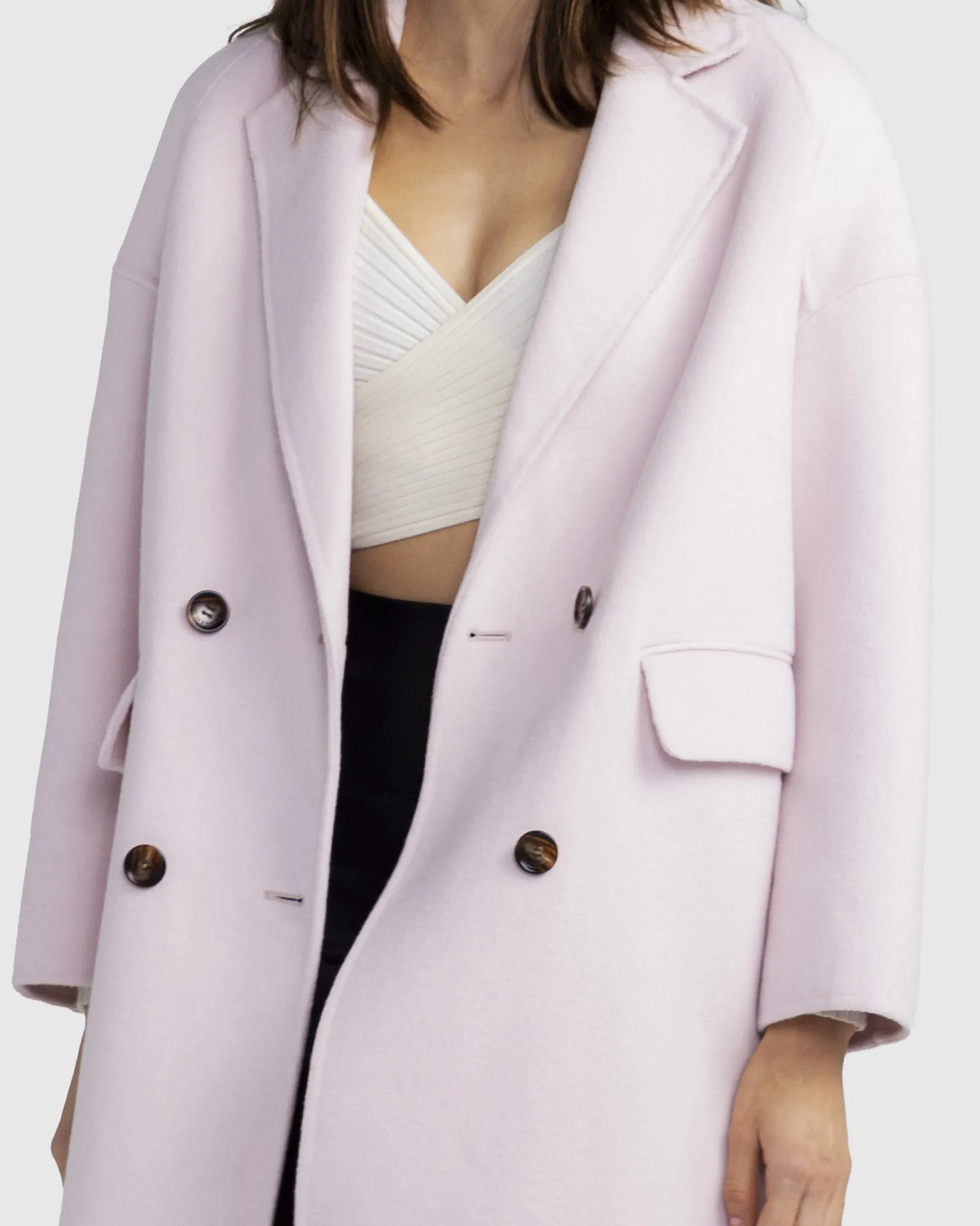 Amnesia Wool Blend Oversized Coat - Pale Pink sold by Belle & Bloom product image thumbnail 4