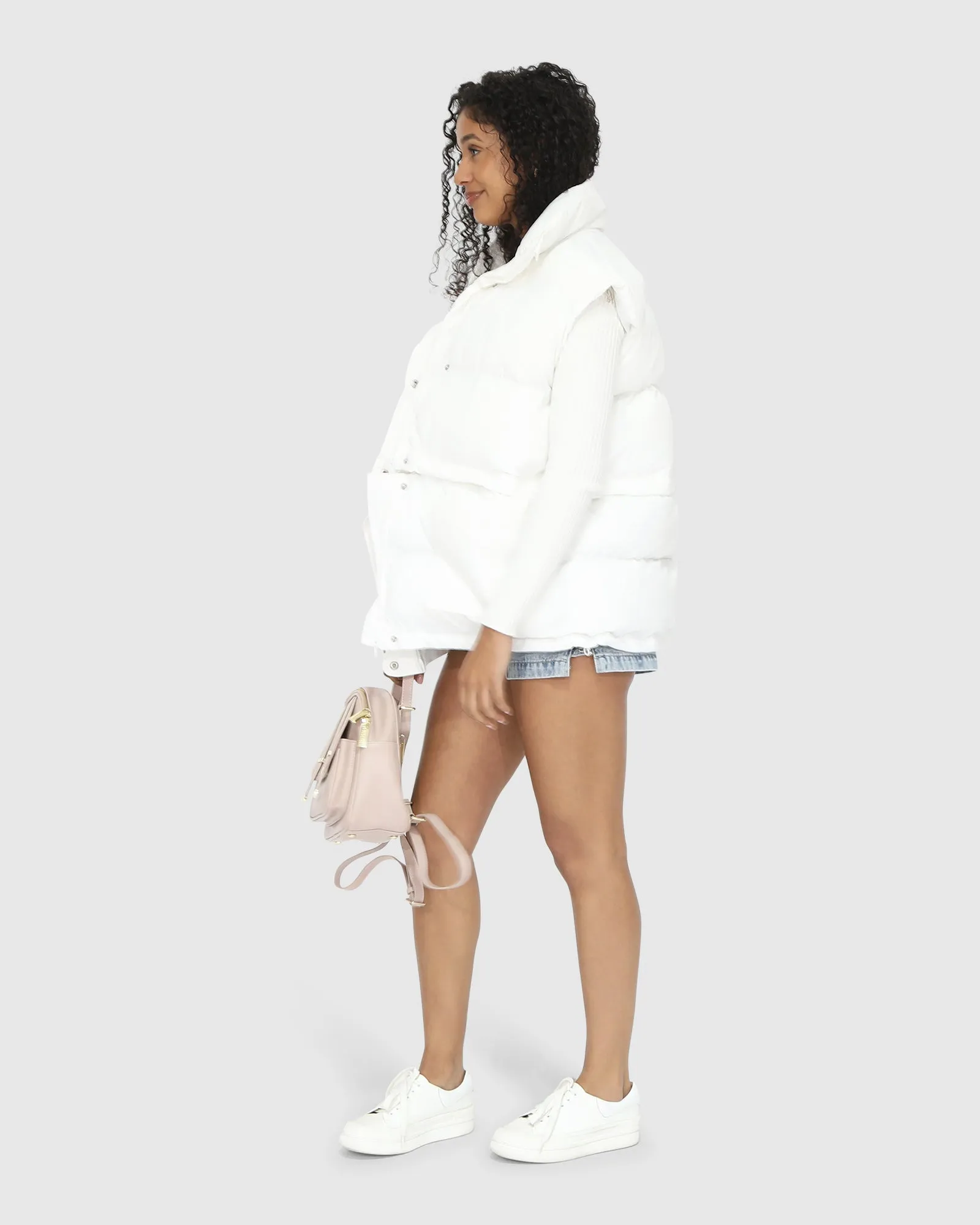 Landslide Zip-Off Puffer Vest - Cream sold by Belle & Bloom product image thumbnail 2