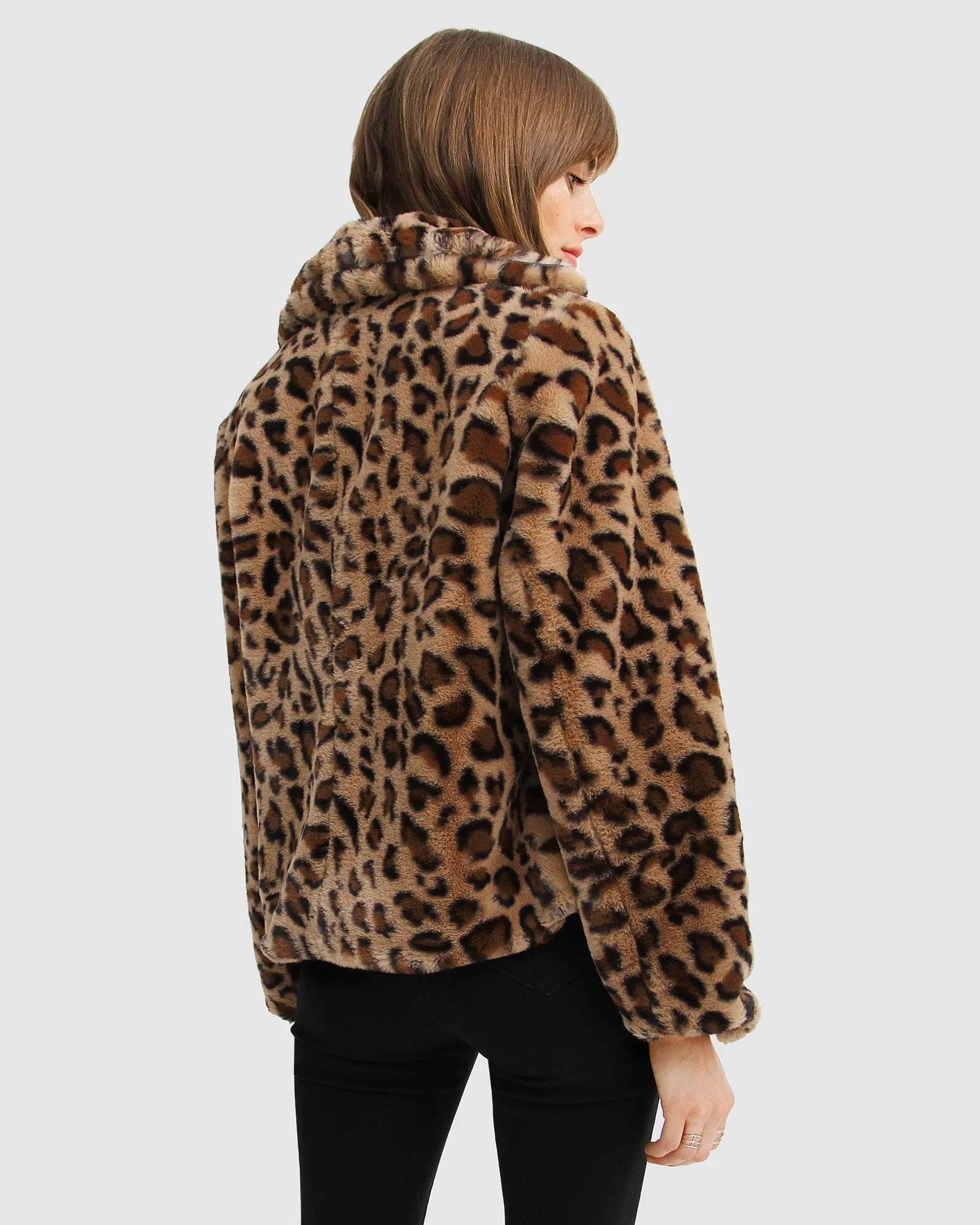 Last Call Leopard Faux Fur Jacket - Brown sold by Belle & Bloom product image thumbnail 2