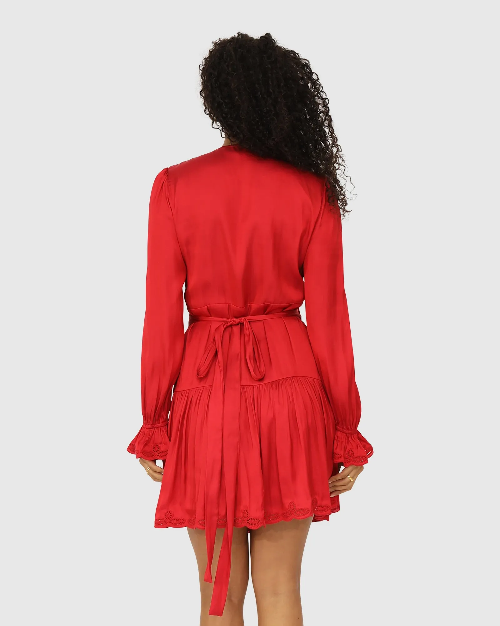Wild Flower Embroidered Wrap Dress - Red sold by Belle & Bloom product image thumbnail 5