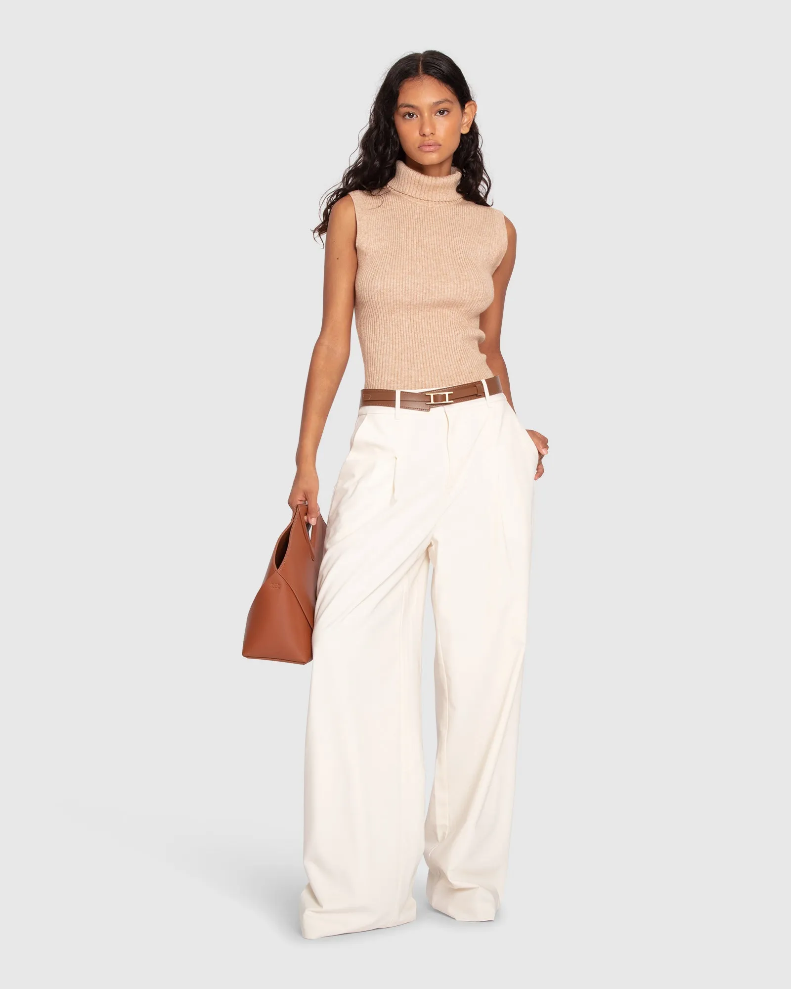 Ready for Your Love Wool Wide Leg Pant - Cream sold by Belle & Bloom